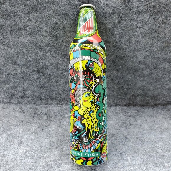 Mountain Dew Lot Of 2 Collectible Aluminum Bottles Psychedelic & Dragon Designs - Picture 4 of 10